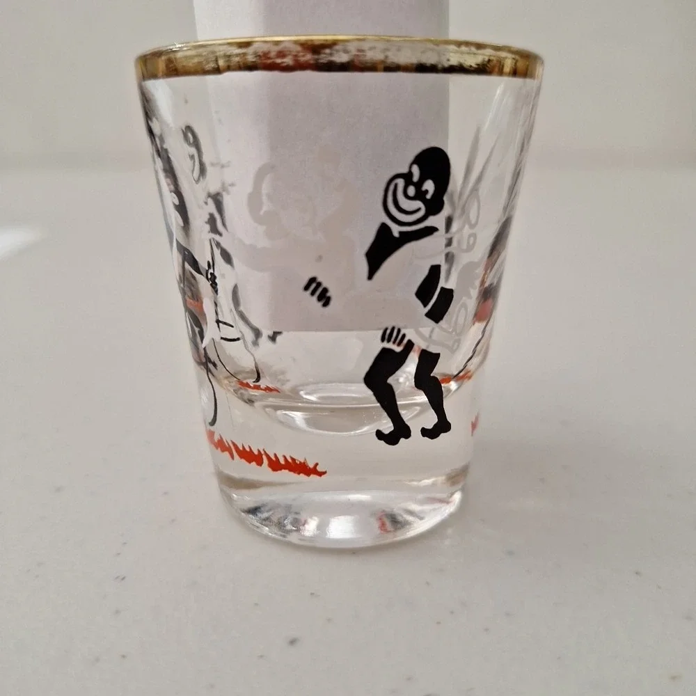 Down The Hatch~Vintage CANNIBAL THEMED Shot Glass 1950s/60s